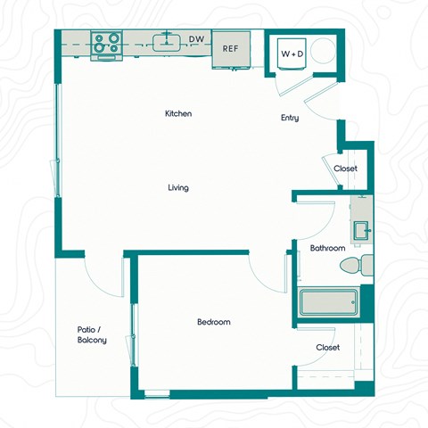 Bo Apartments 1x1 F Floor Plan